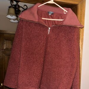 Red Oversized Polo Collar Hoodie